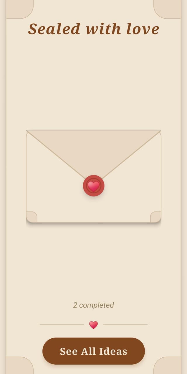 Sealed With Love app — envelope screen